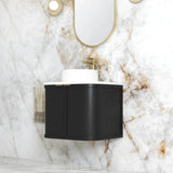 Otti Hampshire Wall Hung Curve Vanity 600mm Satin Black w/ Matte White Top BOH600BST-MW