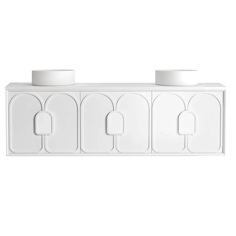 Otti Laguna Mk II Wall Hung Vanity 1800mm Matte White w/ Matte White Top LGM1800WSTUD-MW