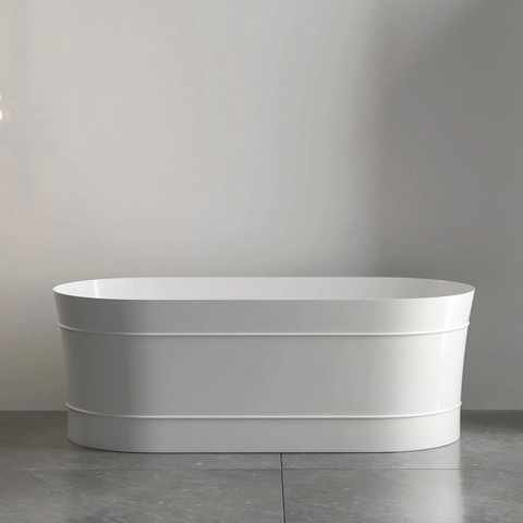 Otti Attica Bondi Freestanding Bath 1500mm w/ Overflow Gloss White ABBT-1500-OF