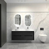 Otti Byron Wall Hung Vanity 1500mm Black Oak w/ Undermount Natural Carrara Marble Top & Basin BY1500BSTUD-NCA-UB