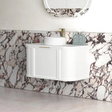 Otti Hampshire Wall Hung Curve Vanity 900mm Satin White w/ Pure White Top BOH900WST-PW