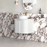 Otti Hampshire Wall Hung Curve Vanity 600mm Satin White w/ Cloudy Carrara Top BOH600WST-CA