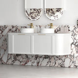 Otti Hampshire Wall Hung Curve Vanity 1500mm Satin White w/ Cloudy Carrara Top BOH1500WST-CA