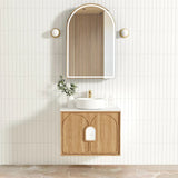 Otti Laguna Mk II Wall Hung Vanity 750mm Natural Woodland Oak w/ Pure White Top LGM750NSTUD-PW