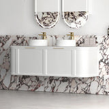 Otti Hampshire Wall Hung Curve Vanity 1500mm Satin White w/ Matte White Top BOH1500WST-MW