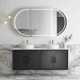 Otti Laguna Mk II Wall Hung Vanity 1500mm Black Oak w/ Undermount Natural Carrara Marble Top & Basin LGM1500BSTUD-NCA-UB