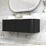 Otti Hampshire Wall Hung Curve Vanity 1500mm Satin Black w/ Matte White Top BOH1500BST-MW