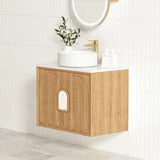 Otti Laguna Mk II Wall Hung Vanity 600mm Natural Woodland Oak w/ Matte White Top LGM600NSTUD-MW