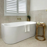 Otti Attica Noosa Freestanding Bath 1500mm Back to Wall Multi-fit w/ Overflow Gloss White ANBT-BW-1500-OF