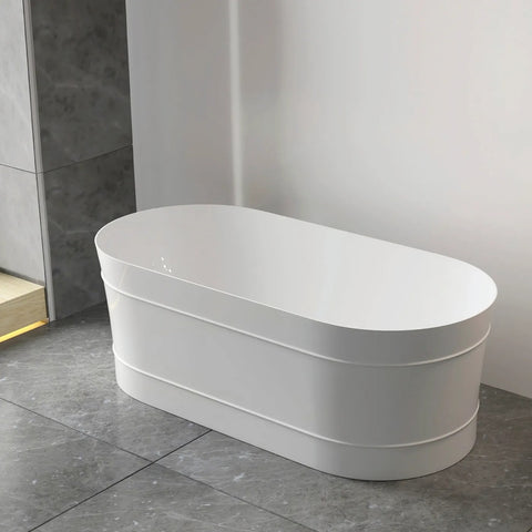 Otti Attica Bondi Freestanding Bath 1700mm w/ Overflow Gloss White ABBT-1700-OF