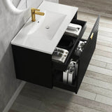 Otti Marlo Wall Hung Vanity 900mm Matte Black w/ Ceramic Top MA900BCT