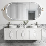 Otti Laguna Mk II Wall Hung Vanity 1800mm Matte White w/ Undermount Natural Carrara Marble Top & Basin LGM1800WSTUD-NCA-UB