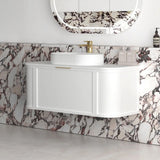 Otti Hampshire Wall Hung Curve Vanity 1200mm Satin White w/ Cloudy Carrara Top BOH1200WST-CA