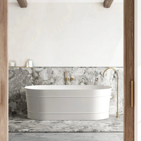 Otti Attica Bondi Freestanding Bath 1700mm w/ Overflow Matte White ABBT-1700-MW-OF