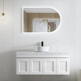 Otti Hampton Mark II Wall Hung Vanity 1200mm Satin White w/ Matte White Top HPM1200WSTUD-MW