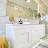 Otti Hampton Mark II Wall Hung Vanity 900mm Satin White w/ Matte White Top HPM900WSTUD-MW