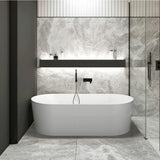 Otti Attica Noosa Freestanding Bath 1500mm w/ Overflow Matte White ANBT-1500-MW-OF