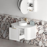 Otti Hampshire Curve Wall Hung Vanity 900mm Satin White / Sand Dune Top BOH900WST-SD