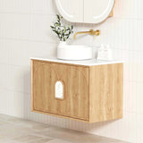 Otti Laguna Mk II Wall Hung Vanity 900mm Natural Woodland Oak w/ Matte White Top LGM900NSTUD-MW