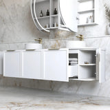 Otti Hampshire Wall Hung Curve Vanity 1800mm Satin White w/ Natural Carrara Marble Top BOH1800WST-NCA