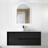 Otti Byron Wall Hung Vanity 1200mm (10 O'Clock Taphole) Black Oak / Mont Blanc 60mm Top BY1200BST-60CA-10TH