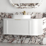 Otti Hampshire Wall Hung Curve Vanity 1200mm Satin White w/ Cloudy Carrara Top BOH1200WST-CA