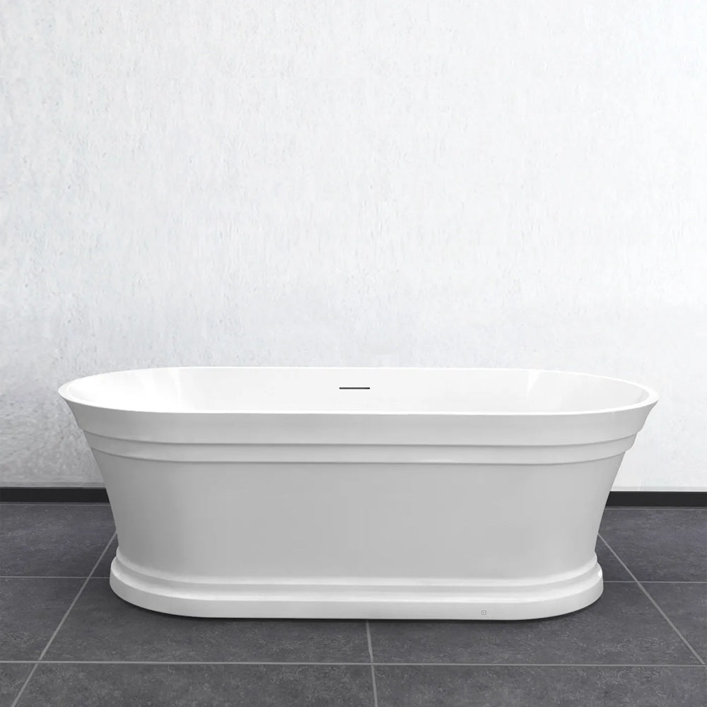 Otti Hampton Freestanding Bath 1500mmx750x560 w/ Overflow Gloss White OCBT-1500-OF