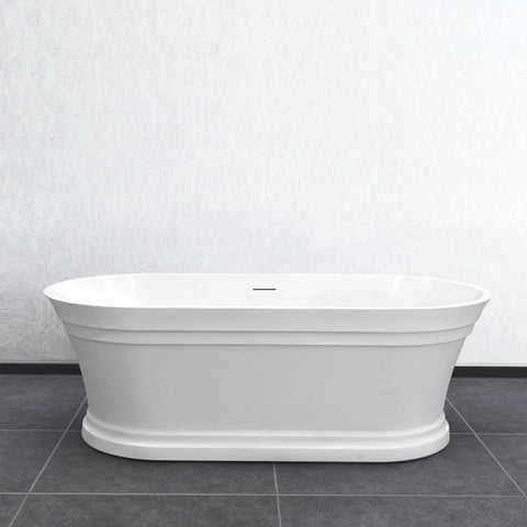 Otti Hampton Freestanding Bath 1500mmx750x560 w/ Overflow Gloss White OCBT-1500-OF