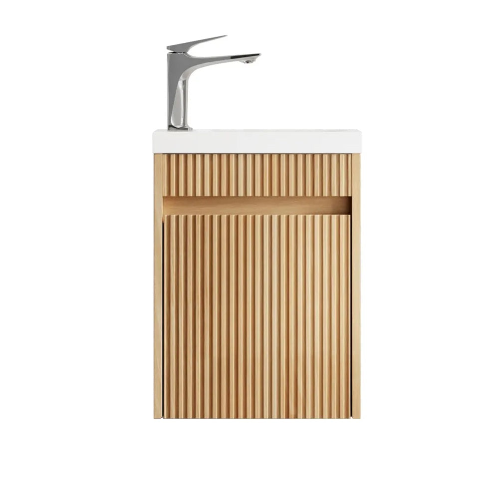 Otti Mini Ensuite Vanity 400mm (w/ Basin) Woodland Oak Fluted SPW400L