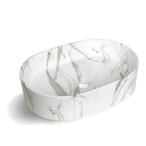 Otti Quay Above Counter Basin Oval 500x340x120 Gloss Carrara OT5035CAR