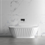 Otti Attica Kensington Freestanding Bath 1500mm w/ Overflow Matte White AKBT-1500-MW-OF
