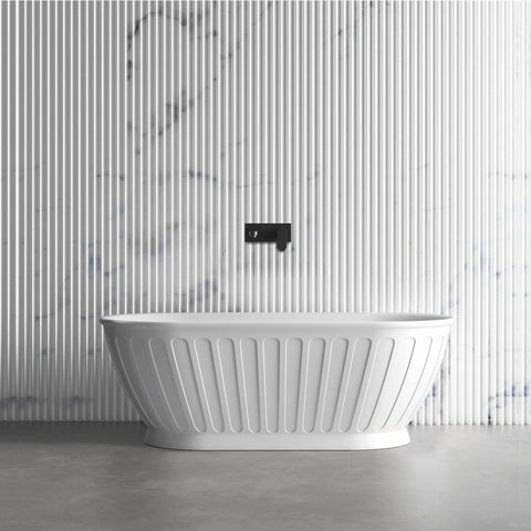 Otti Attica Kensington Freestanding Bath 1500mm w/ Overflow Matte White AKBT-1500-MW-OF