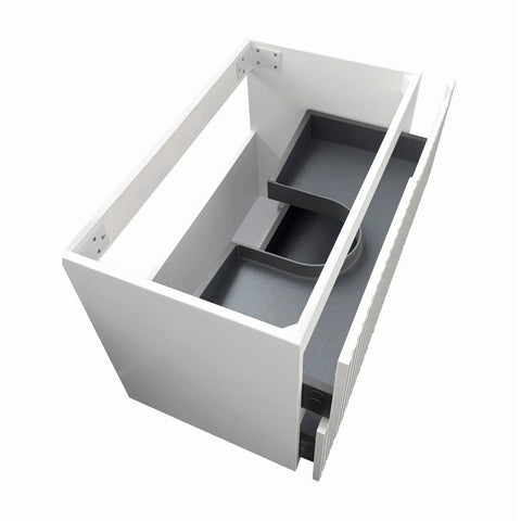 Otti Noosa Wall Hung Vanity 750mm Satin White w/ Ceramic Top NS750WCT