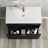 Otti Marlo Wall Hung Vanity 900mm Matte Black w/ Matte White Top MA900BSTUD-MW