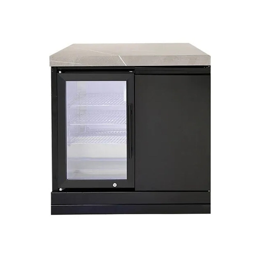 Crossray Double Side Cabinet Assembly w/ Single Fridge Black TCK-FRIDGEASSY