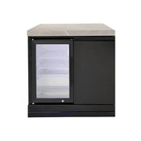 Crossray Double Side Cabinet Assembly w/ Single Fridge Black TCK-FRIDGEASSY