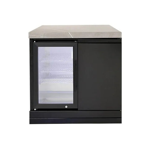 Crossray Double Side Cabinet Assembly w/ Single Fridge Black TCK-FRIDGEASSY