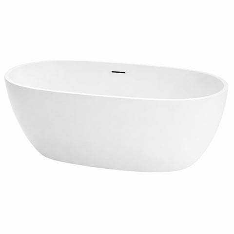 Amelie Deauville 1500 Egg Freestanding Bath 1500x740x560mm Gloss White (with Overflow) BDOSOR1500FB