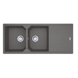 Franke Urban Double Bowl Sink w/ Drainer Topmount 1160mm (Flush Kit) Stone Grey UBG621REV-SG