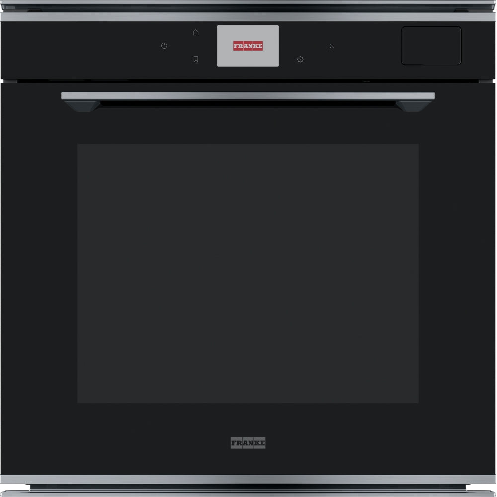 Franke Mythos Full Steam Oven 60cm 10 Functions TFT Colour Display Black Glass w/ Stainless Steel Trim FMY99HSXS