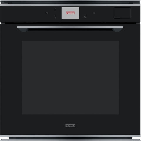 Franke Mythos Full Steam Oven 60cm 10 Functions TFT Colour Display Black Glass w/ Stainless Steel Trim FMY99HSXS