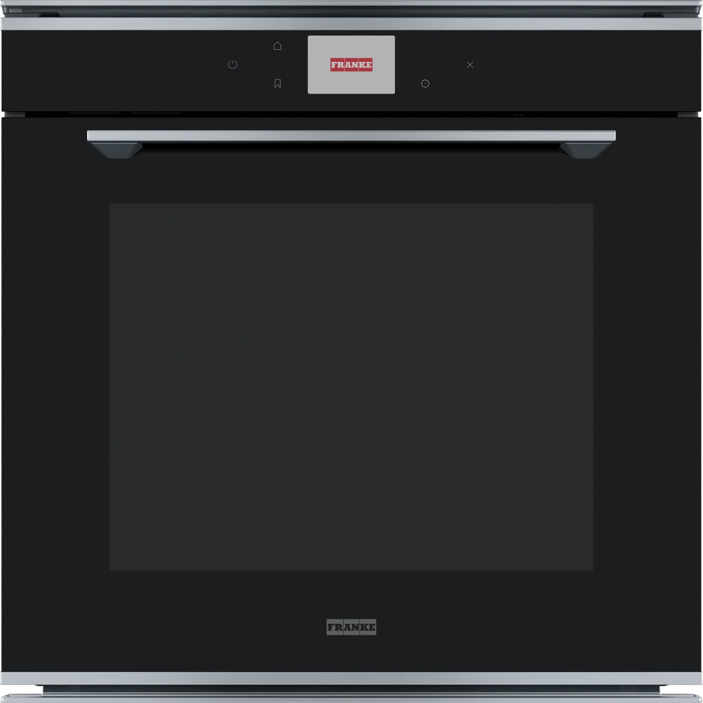 Franke Mythos Pyrolytic Oven 60cm 15 Functions TFT Colour Display Black Glass w/ Stainless Steel Trim FMY99PXS