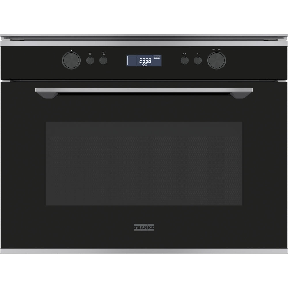 Franke Mythos Microwave Combi Oven 45cm Black Glass w/ Stainless Steel Trim FMY45MWXS
