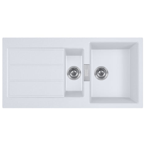 Franke Sirius Tectonite Sink Double Bowl with Drainer 1000mm White S2D651PW