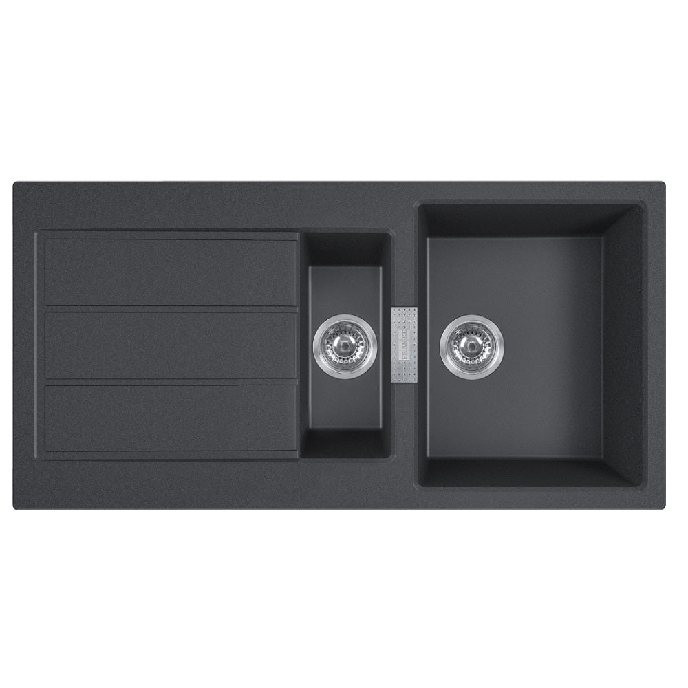 Franke Sirius Tectonite Sink Double Bowl with Drainer 1000mm Black S2D651CB