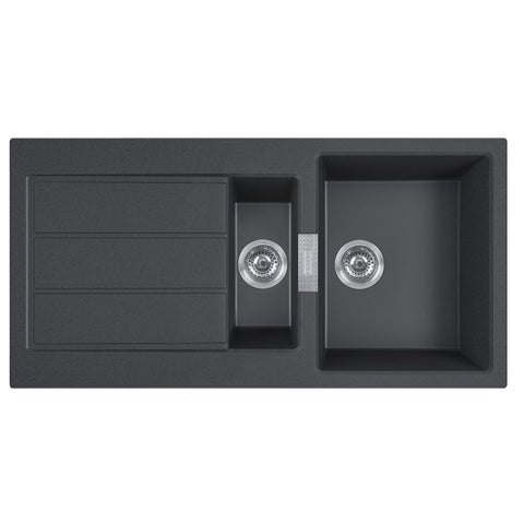 Franke Sirius Tectonite Sink Double Bowl with Drainer 1000mm Black S2D651CB