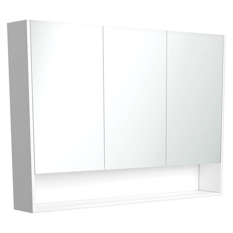 Fienza Universal Mirror Cabinet 1200mm w/ Display Shelf Satin White PSC1200SMWS