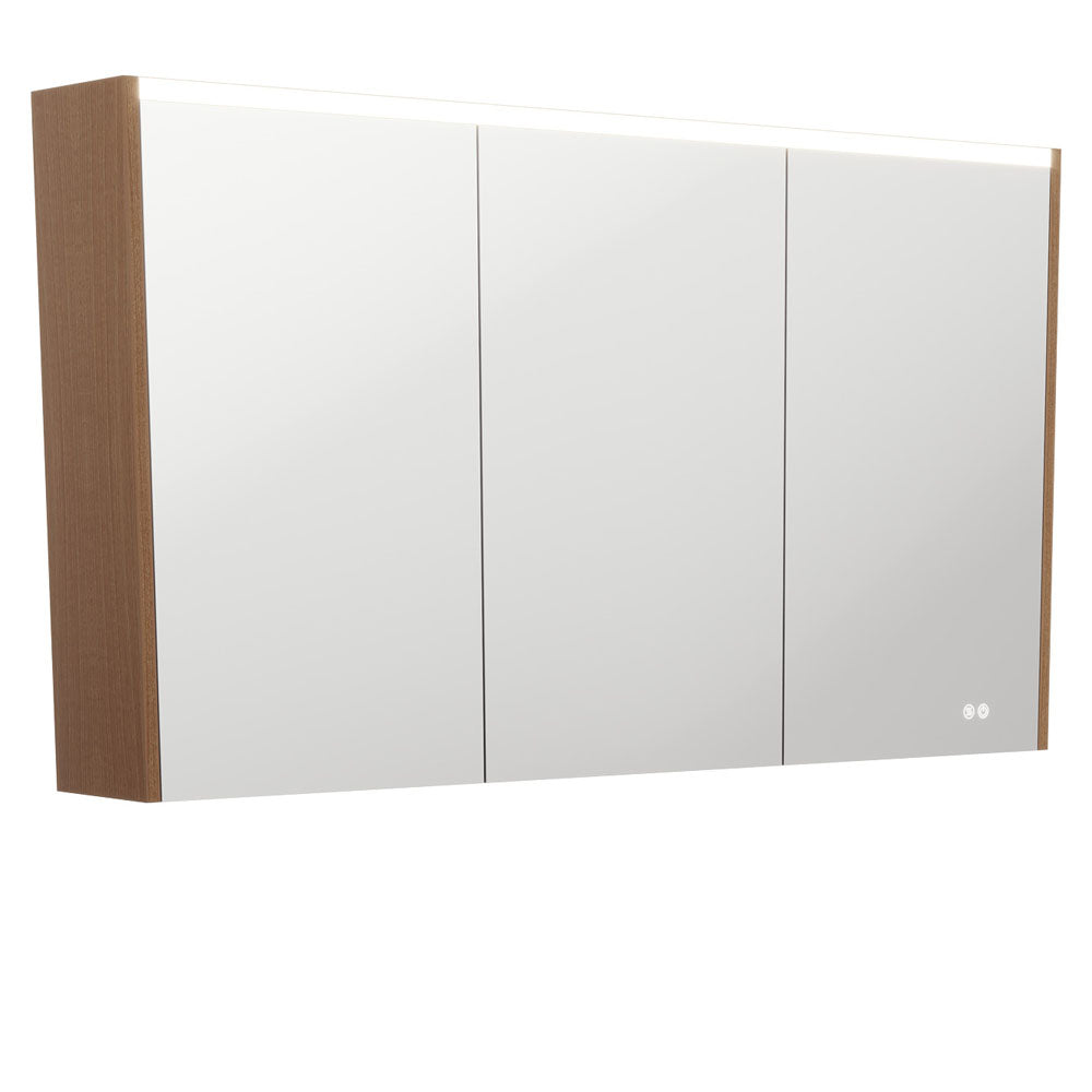 Fienza Led Mirror Cabinet 1200mm w/ Side Panels Walnut PSC1200WA-LED