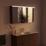 Fienza Led Mirror Cabinet 1200mm w/ Side Panels Walnut PSC1200WA-LED