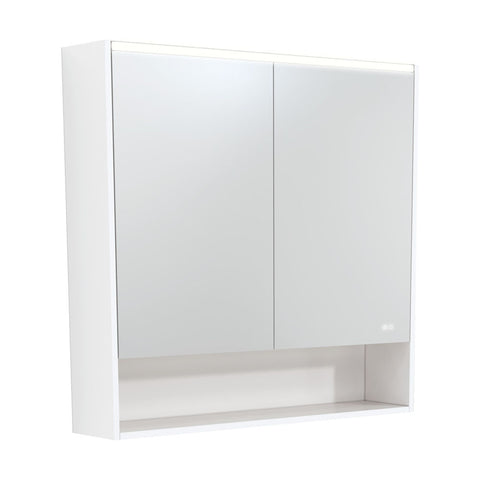 Fienza Led Mirror Cabinet 900 w/ Display Shelf Satin White PSC900SMW-LED-OZ